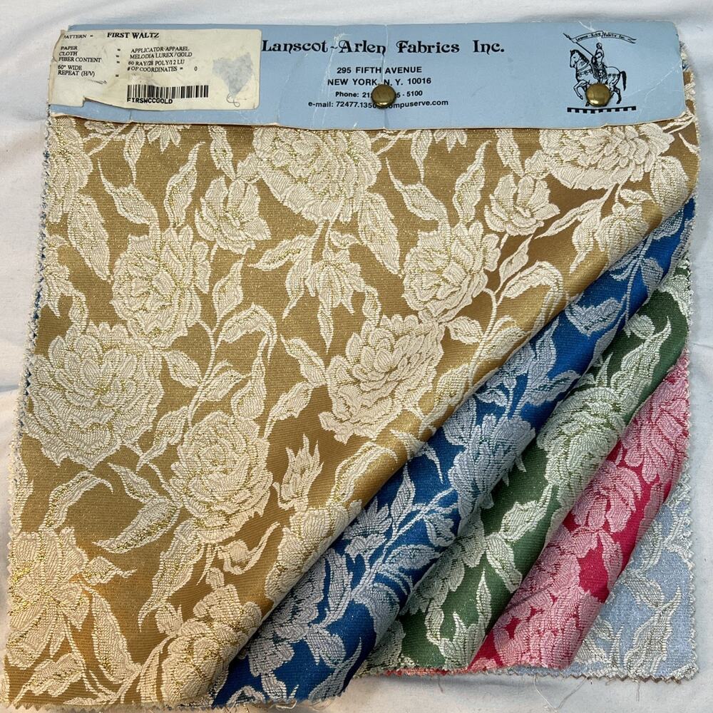 Vintage Lanscot-Arlen First Waltz Fabric Sample Book 34 Lurex Floral Swatches